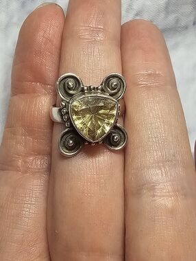 Sterling Silver 925 Alexandrite Quartz Triangle Ring Size 7